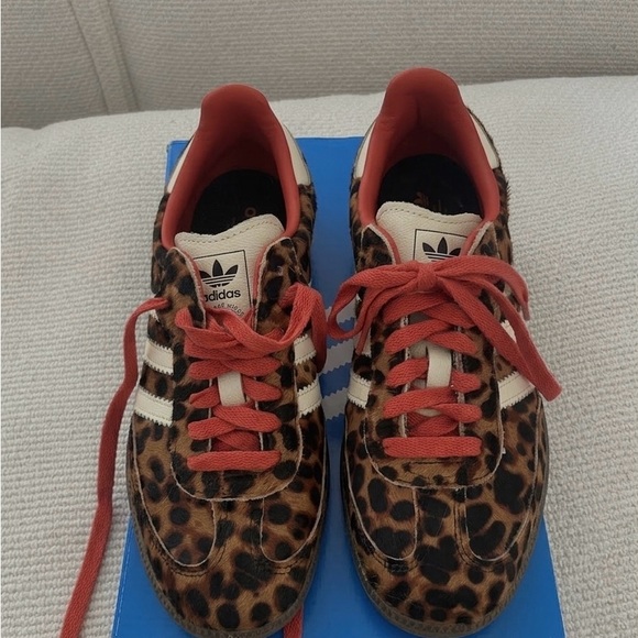 Adidas Samba OG Leopard Sneakers in Dark Brown, Off-White and Orange - Picture 3 of 4